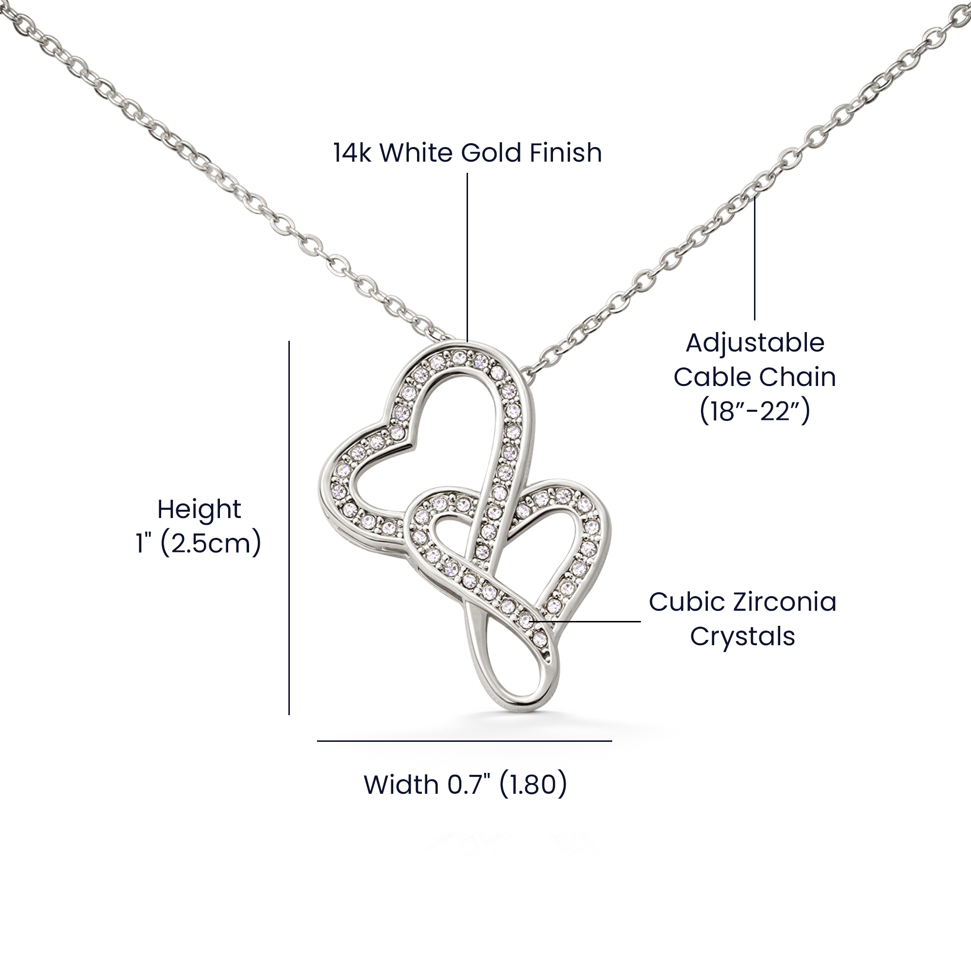 Heart to Heart White Gold Necklace