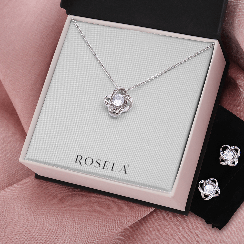 LoveKnot White Gold Earring & Necklace Set