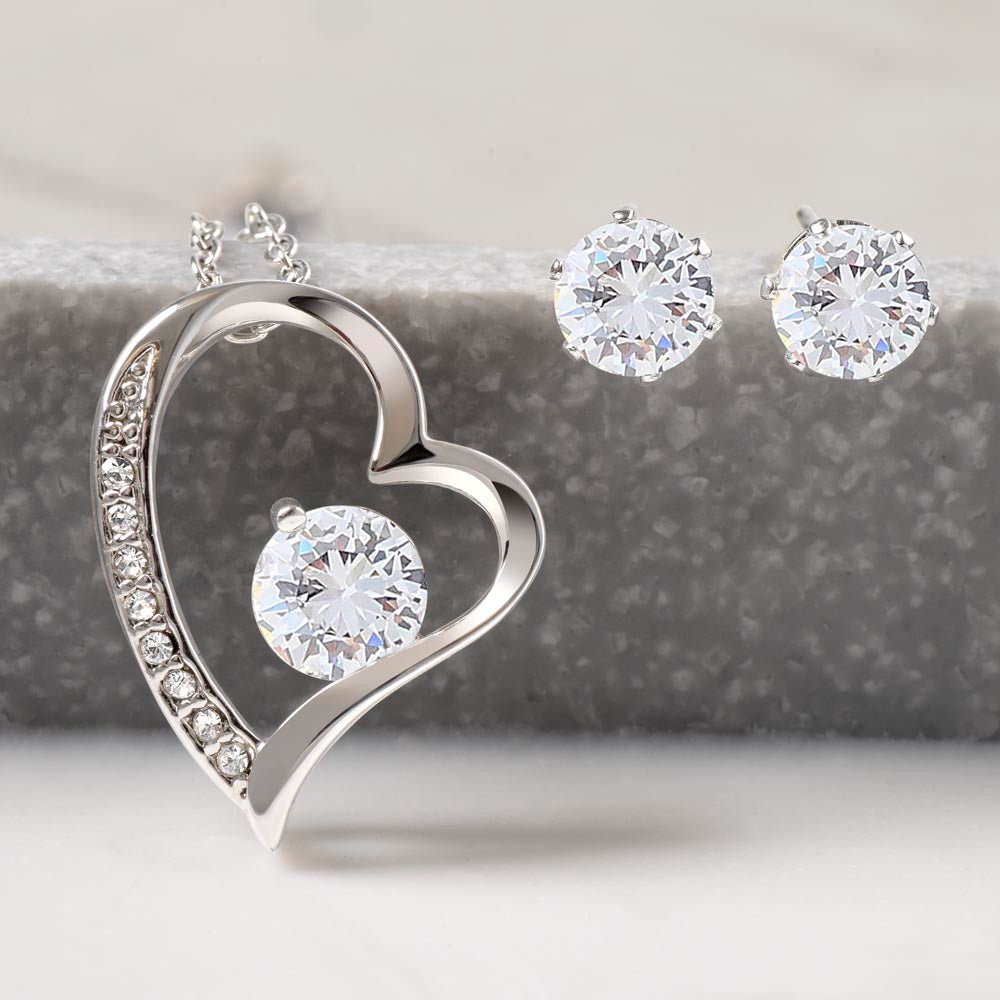 Forever Love White Gold Earring & Necklace Set