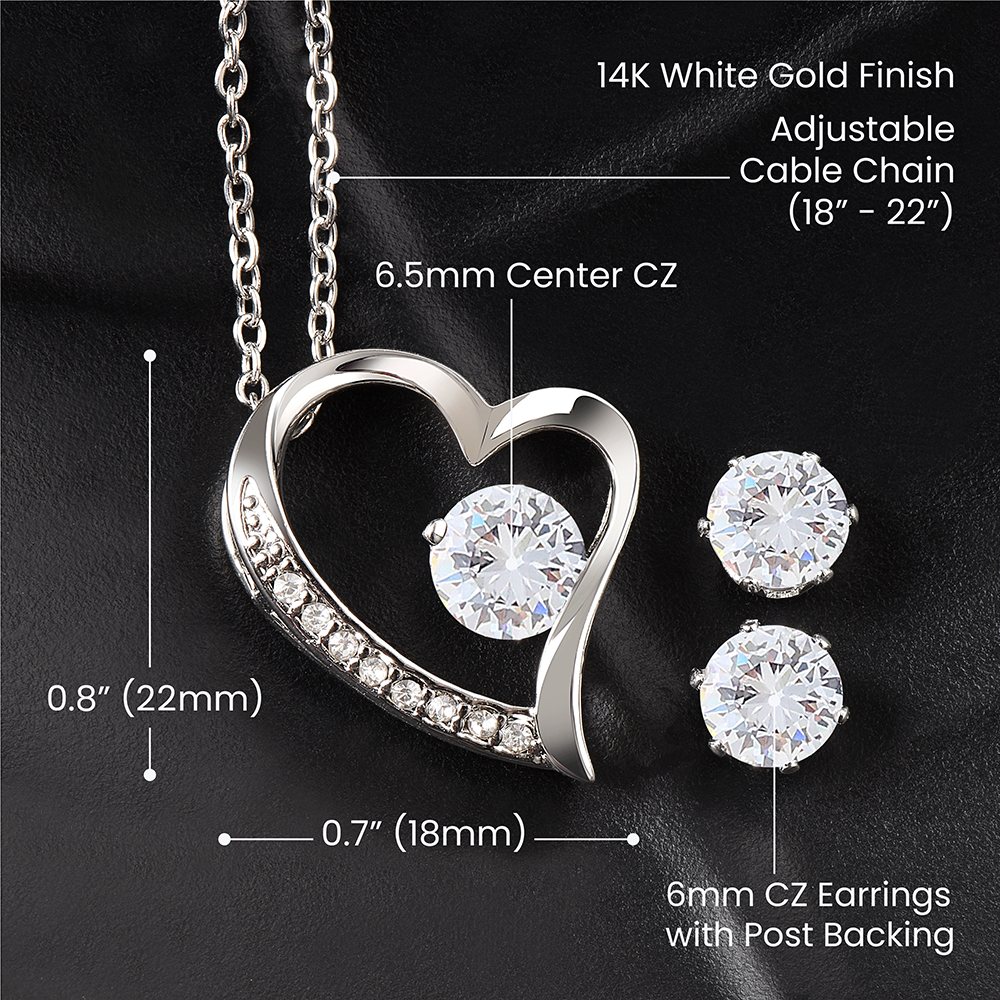 Forever Love White Gold Earring & Necklace Set