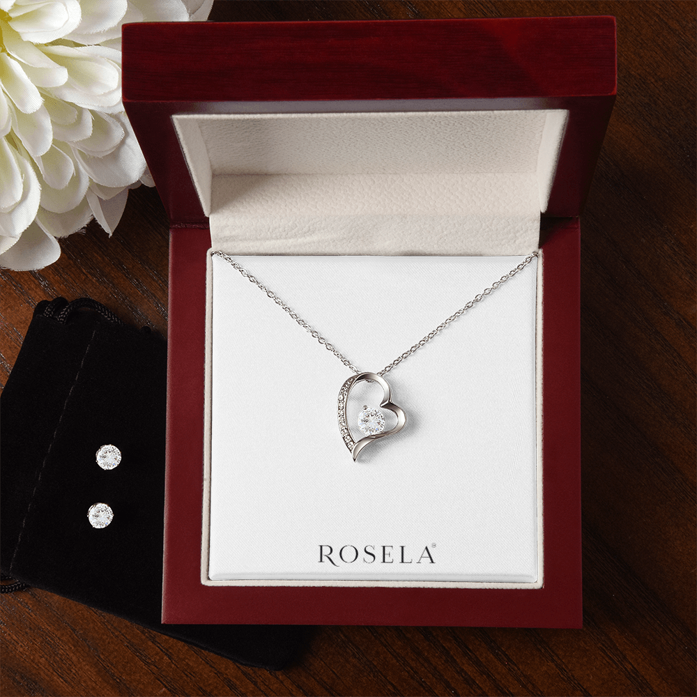 Forever Love White Gold Earring & Necklace Set