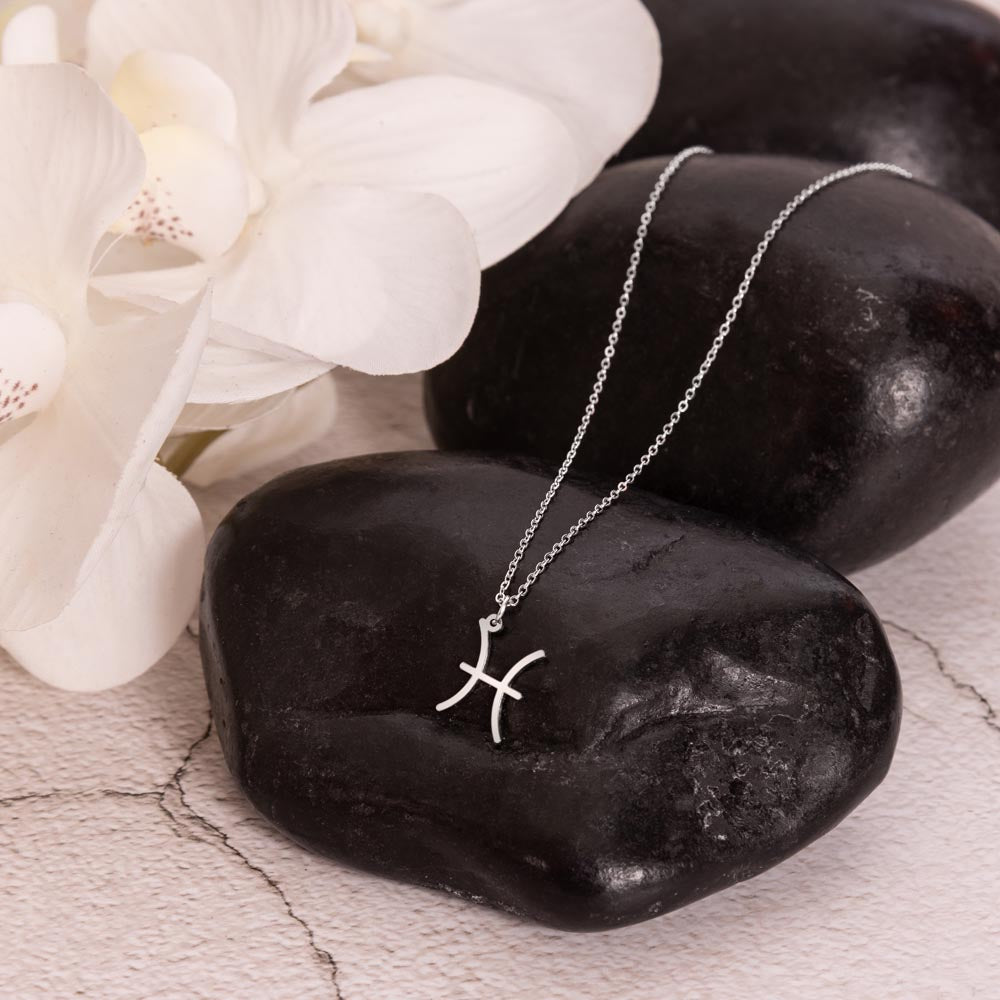 Pisces White Gold Necklace