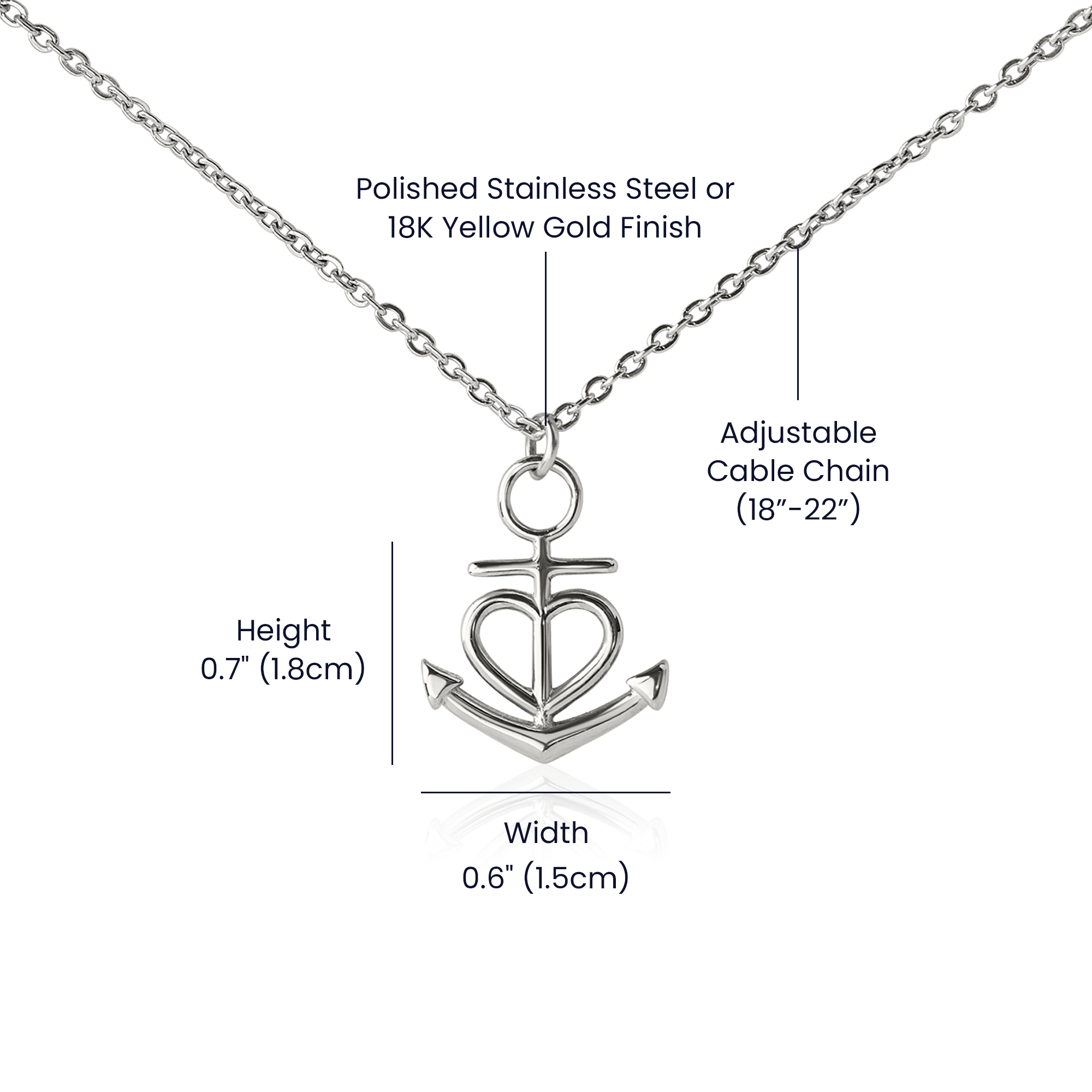 Anchor White Gold Necklace