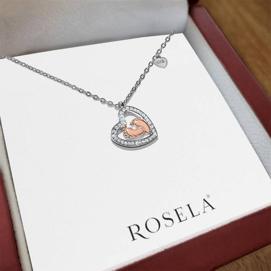 Baby Feet Heart Necklace